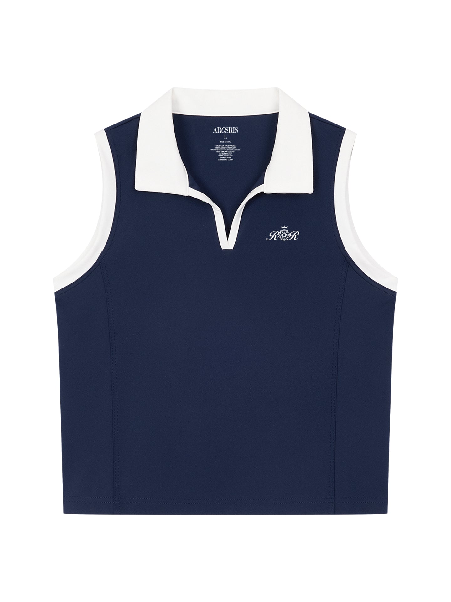 Colorblock Tennis Polo Vest — Printed Varsity Navy Vest | AROSRIS
