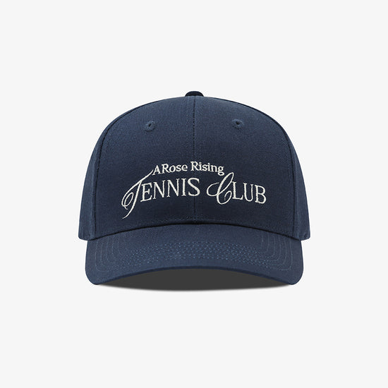 AROSRIS Vintage Embroidered Cotton Dad Hat in Classic Navy — flat lay showing curved brim structure and adjustable back strap