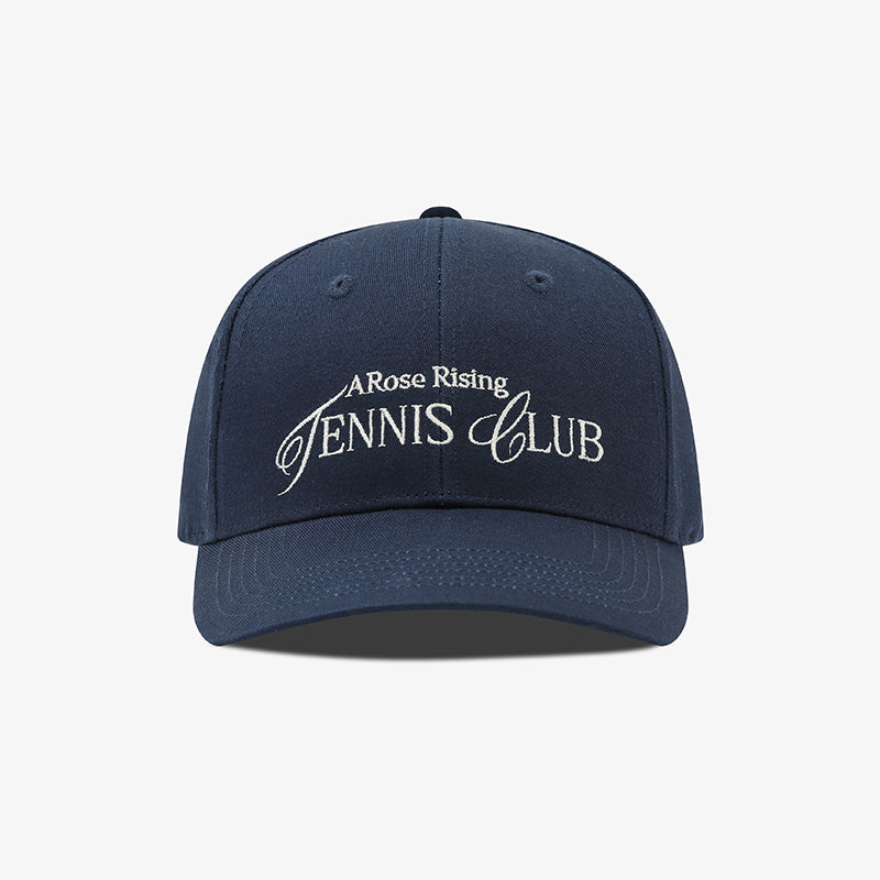 AROSRIS Vintage Embroidered Cotton Dad Hat in Classic Navy — flat lay showing curved brim structure and adjustable back strap