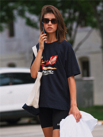T-shirt graphique vintage en mélange de lin « Fly Arosris »