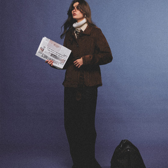 Arosris vintage caramel belted corduroy barn jacket made from 100% cotton corduroy, elegantly styled on a model in various poses for an effortless 90s old money country estate aesthetic.
