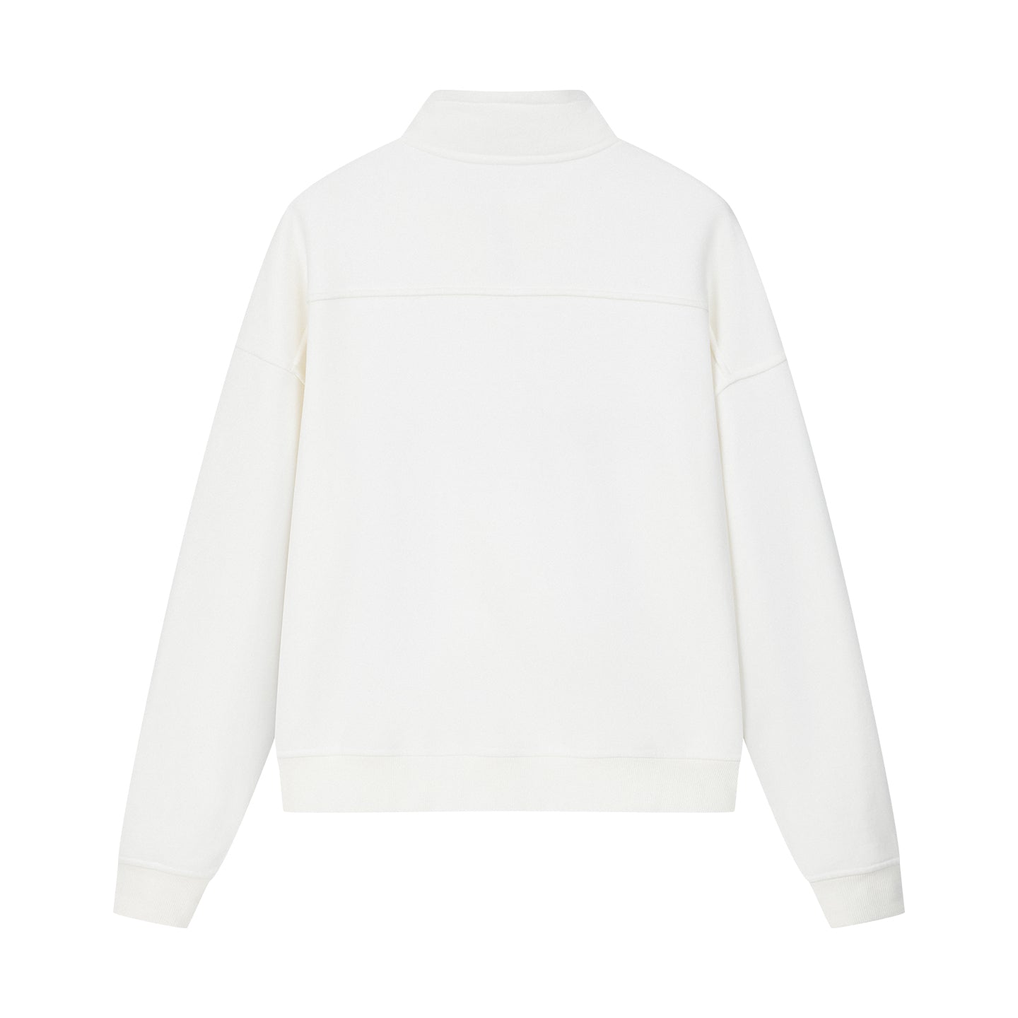 Arosris vintage-inspired campus half-zip sweatshirt showcasing a signature mock neck, silver hardware, and premium 'Sportys / Arosris' crest embroidery on a heavyweight cotton blend.