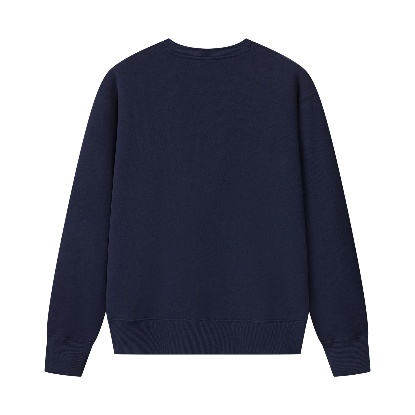 Arosris navy offshore crest crewneck sweatshirt showcasing a classic V-stitch neckline, relaxed fit, and signature gold nautical anchor embroidery.