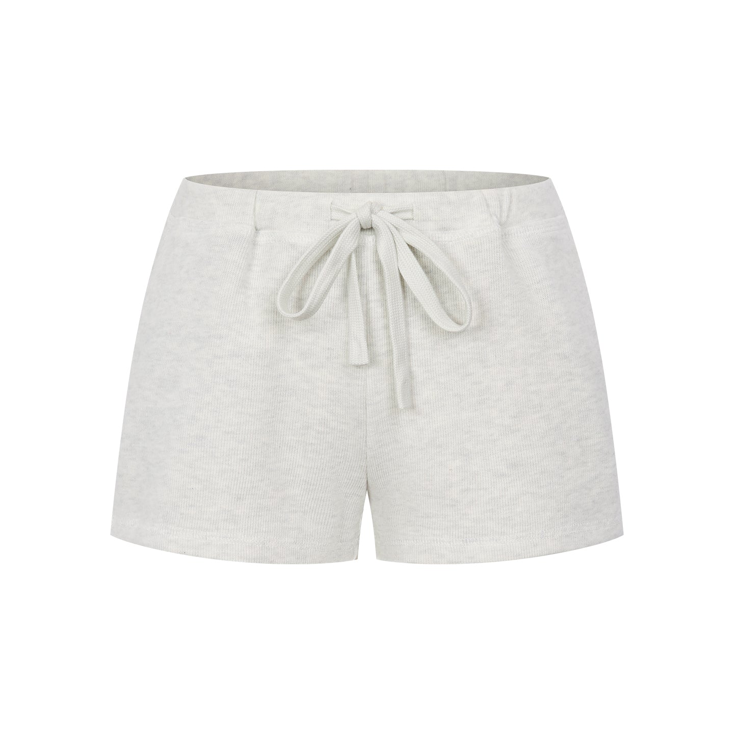 Arosris Ivy Archive high-rise varsity shorts featuring a 3-inch inseam and thick drawstring, elegantly styled on a model for an effortless 90s collegiate and sporty rich aesthetic.