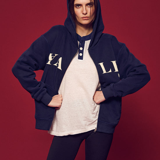 Part of The Ivy Archive. Layer up in true 90s preppy style with our Yale Navy zip-up hoodie, featuring classic collegiate embroidery and a comfortable relaxed fit.