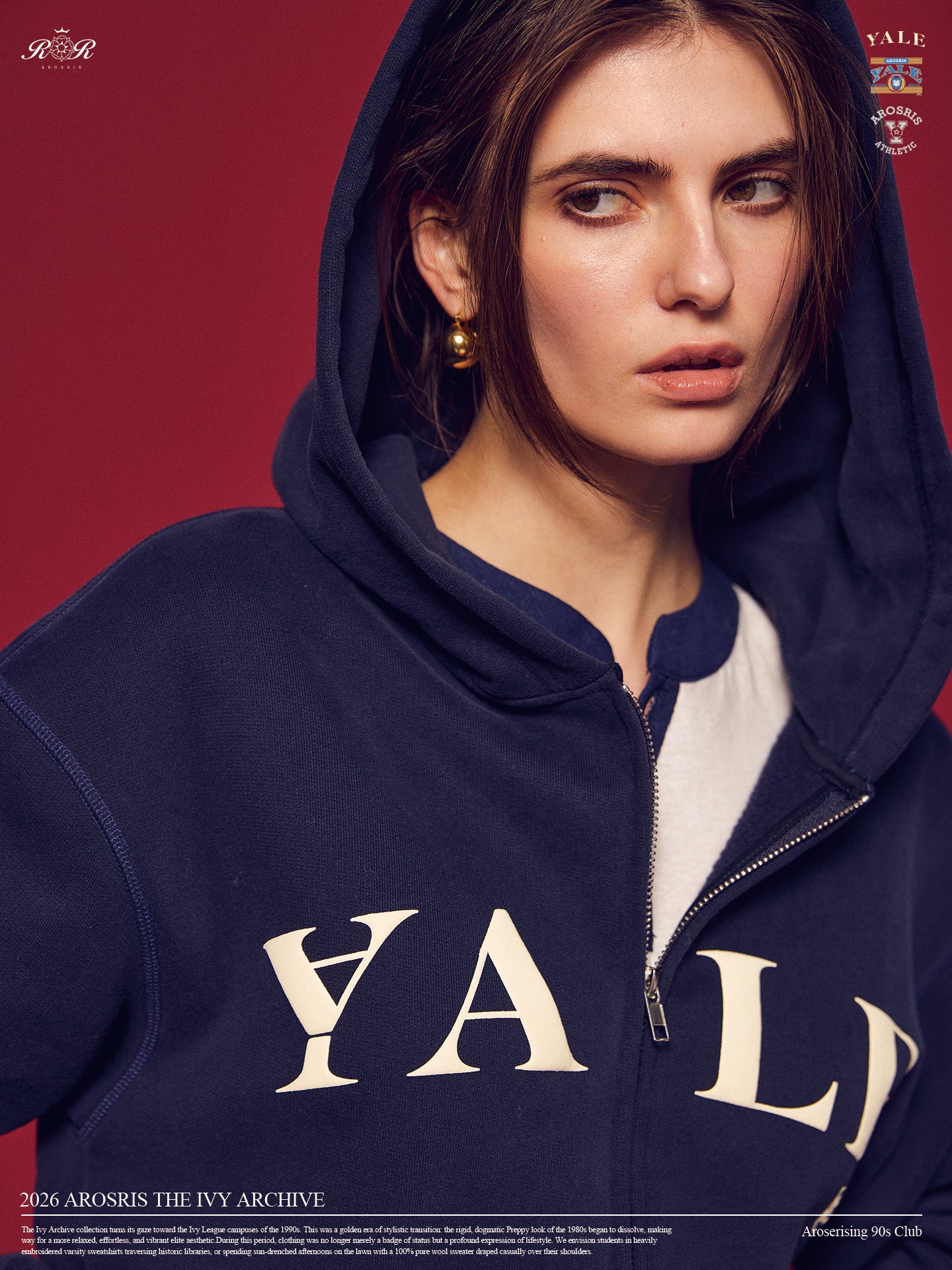 Part of The Ivy Archive. Layer up in true 90s preppy style with our Yale Navy zip-up hoodie, featuring classic collegiate embroidery and a comfortable relaxed fit.