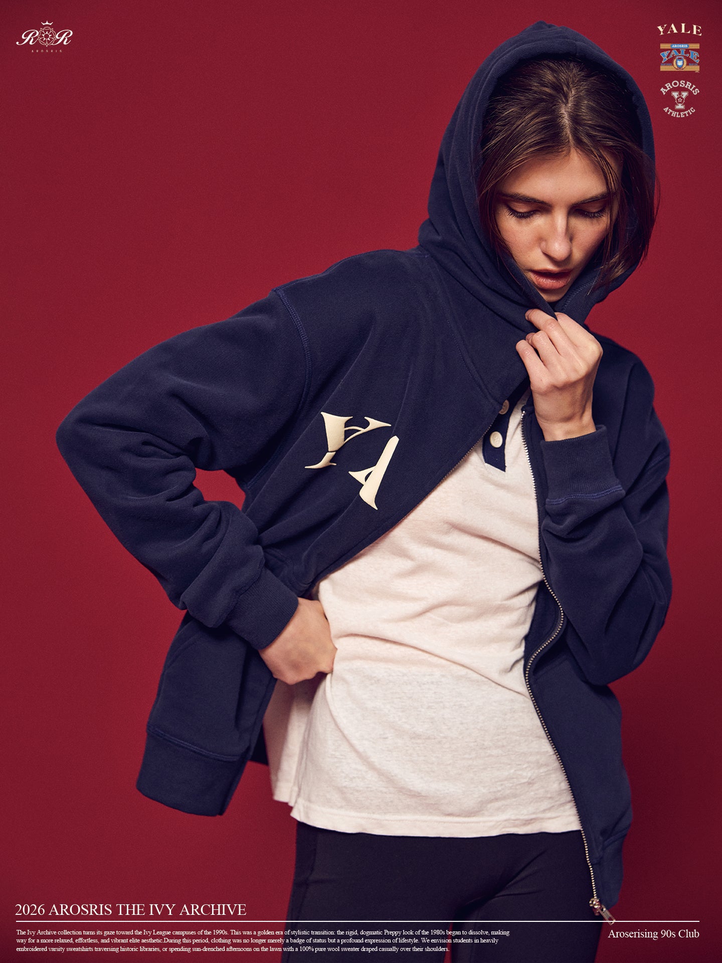 Part of The Ivy Archive. Layer up in true 90s preppy style with our Yale Navy zip-up hoodie, featuring classic collegiate embroidery and a comfortable relaxed fit.