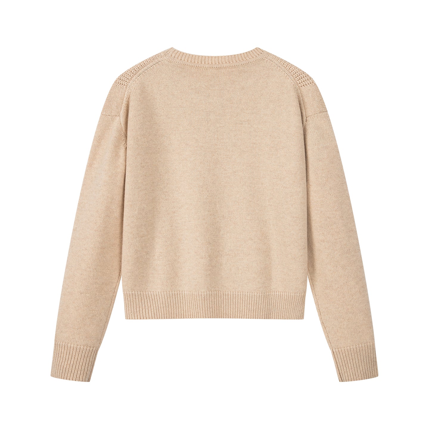 Arosris greige modern chic cashmere chunky knit sweater showcasing its luxurious 30% cashmere blend texture, saddle shoulder design, and architectural boxy silhouette.